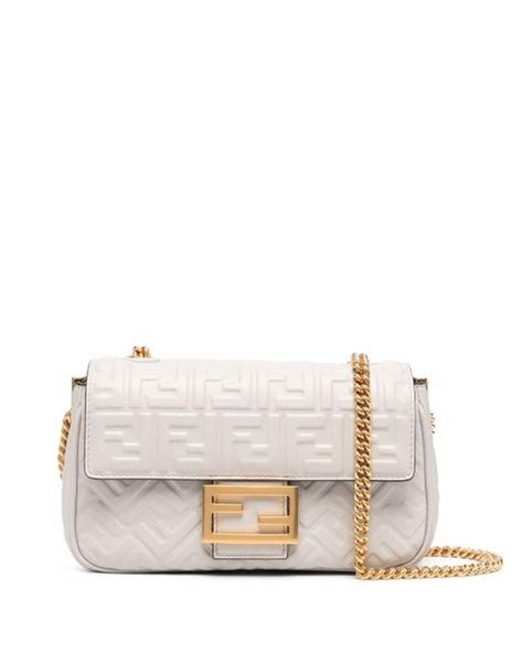 fendi white baguette|Fendi baguette leather shoulder bag.